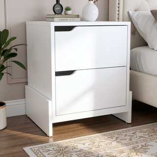 Sunvega Modern Nightstand with Two Spacious Drawers and Sleek Base