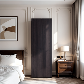 Sunvega Black Wengue 2 Door 4 Shelf Tall Compact Armoire for Bedroom