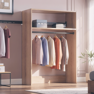Sunvega Oak Wall Mounted Wood Closet System with Modular Units and Ample Storage