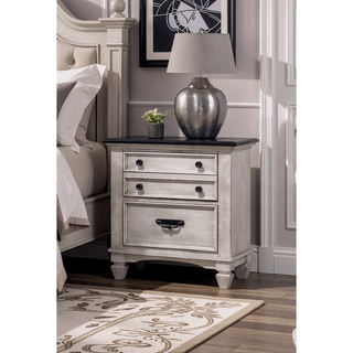 Sunvega Transitional Two-Tone Finish Nightstand with Two Storage Drawers