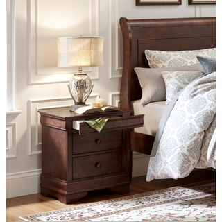 Sunvega Brown Cherry Finish Louis Phillipe Style 6 Drawer Dresser with Hidden Jewelry Storage