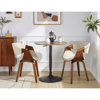 Sunvega Adjustable Height Bar Table with Round Wood Top and Sturdy Metal Base