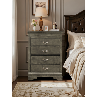 Sunvega Elegant Gray Traditional Storage Chest with Four Drawers for Organized Storage