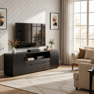 Sunvega Sturdy MDF Frame Dresser with Six Spacious Fabric Drawers