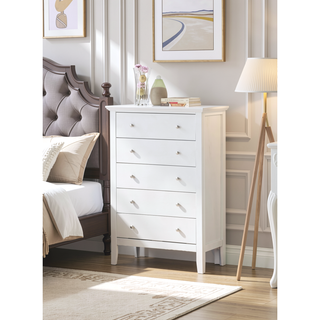 Sunvega Primo White Chest with Durable Print Finish and French Dovetail Drawers