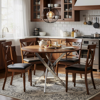Sunvega Round Clear Tempered Glass Dining Table with Gold Finish Stainless Steel Legs