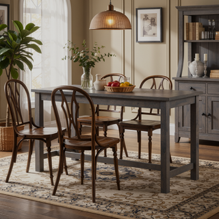 Sunvega White Counter Height Dining Set with USB Ports and Fabric Stools