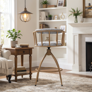 Sunvega Modern Industrial Swivel Bar Stool Set of 2 with Cushioned Fabric Seat
