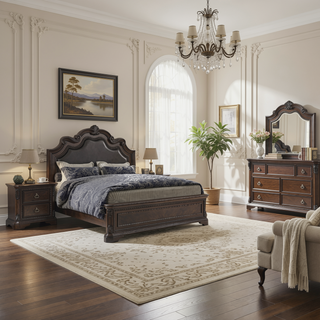 Sunvega Mahogany Finish 2 Drawer Nightstand with Ash Veneers and Custom Hardware