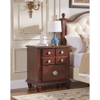 Sunvega Cappuccino Night Stand with Carved Trim and Nickle Hardware