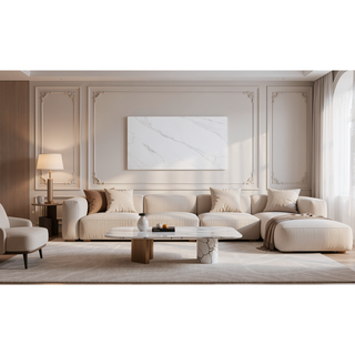 Sunvega Modern Contemporary White Sintered Stone Top Stylish Dining Table