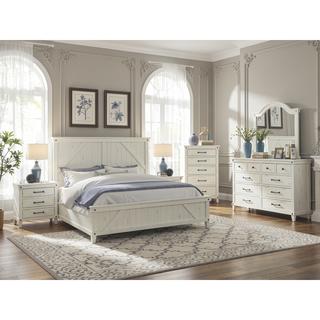Sunvega 7 Drawer Dresser with Burnished Brass Hardware and Medium Distressing