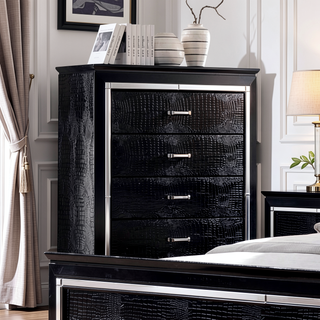Sunvega Contemporary Silver Chest with Crocodile Texture Diamond Crust Handles
