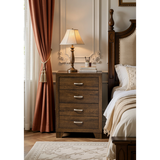 Sunvega Miquell Oak Finish Chest with Five Spacious Drawers and Wooden Block Legs