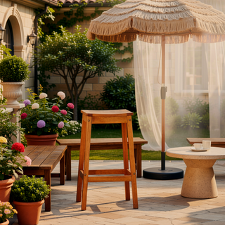 Sunvega Honey Eucalyptus Wooden Outdoor Dining Stool with Weather Resistant Finish