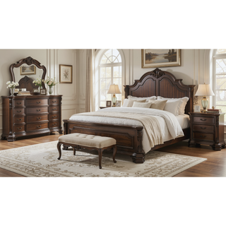 Sunvega Traditional Style 9-Drawer Wood Dresser with Metal Pulls in Dark Walnut