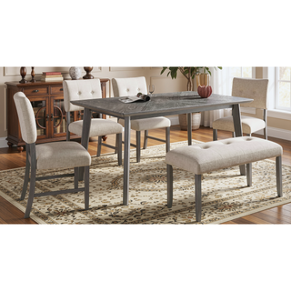 Sunvega Vintage Rectangular Dining Table for Six with Rubberwood Legs and Anti-Scratch Feet