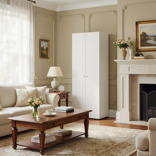 Sunvega Wenge 2-Door Tall Wardrobe Cabinet with Hanging Rod for Bedroom