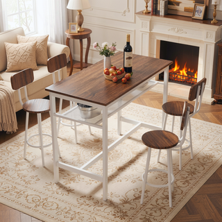 Sunvega 5 Piece Counter Height Table and Chairs Set for 4 with Backrests and Footrests