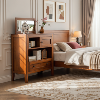 Sunvega Fully Assembled 6 Drawer Dresser with French Dovetail Wood Veneer Finish