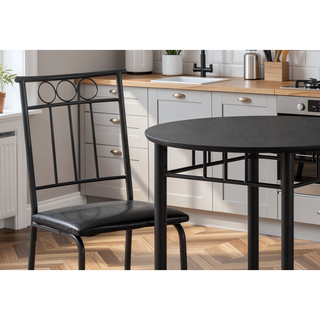 Sunvega 3-Piece Small Round Dining Table Set with Black Metal Chairs
