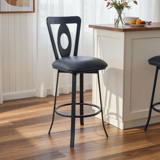 Sunvega Armless Lightweight Counter Height Barstool with Gray Faux Leather and Tall Back