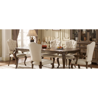 Sunvega Antique Taupe Finish Wooden Dining Table with Scrolled Apron