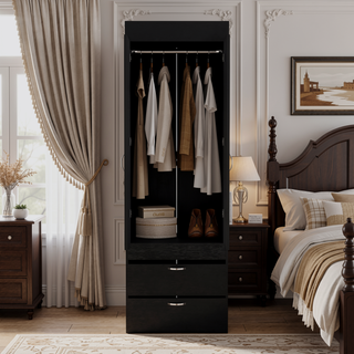 Sunvega White Finish Armoire Tarento with Two Drawers and Double Door Cabinet