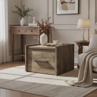 Sunvega Wall-Mounted Nightstand with Sleek Single Drawer and Spacious Top Shelf