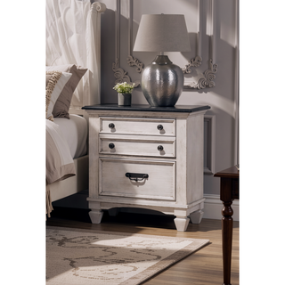Sunvega Transitional Two-Tone Finish Nightstand with Two Storage Drawers