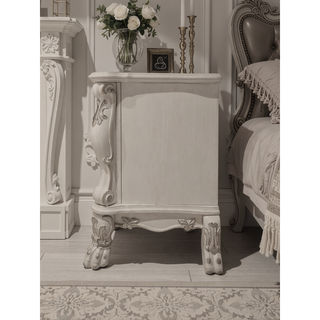 Sunvega Dresden II Bone White Finish Nightstand with Two Spacious Storage Drawers