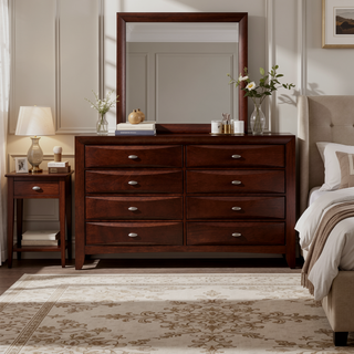 Sunvega Lucille Black Nightstand with Spacious Drawers and Chambered Fronts