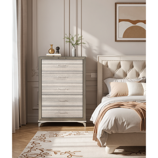 Sunvega Modern Sleek Design Chest with Polished Chrome Accents and Spacious Storage