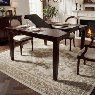 Sunvega Dark Espresso Mango Wood Counter Table with Self-Storing Leaf