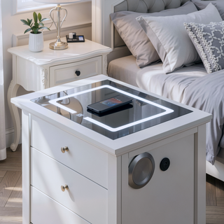 Sunvega Fully Assembled Nightstand with USB Charging and Two Integrated Speakers