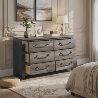 Sunvega Gray Finish 2-Drawers Storage Nightstand with Metal Glides and Drop Handles