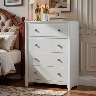 Sunvega Champagne Finish Contemporary Bedroom Chest with 4 Dovetail Drawers