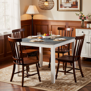Sunvega Transitional White Gray Two-tone 5pc Counter Height Dining Set