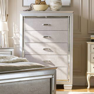 Sunvega Contemporary Silver Chest with Crocodile Texture Diamond Crust Handles