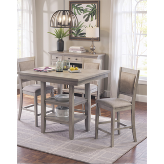 Sunvega Counter Height Dining Set with Shelve Base Table and Ladder Back Chairs