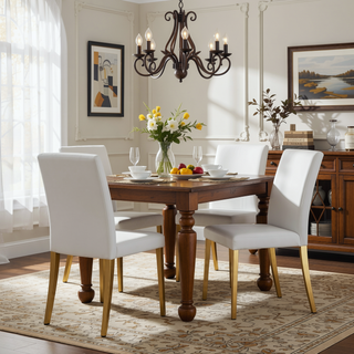 Sunvega Black Leather Chairs with Chrome Legs for Modern Minimalist Home Dining Set