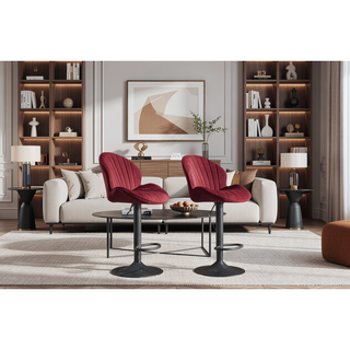 Sunvega Adjustable Bar Stools Set of 2 with Back and Footrest for Kitchen Pub