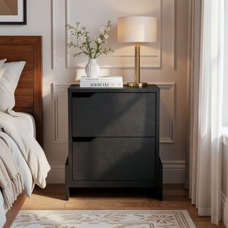 Sunvega Modern Nightstand with Two Spacious Drawers and Sleek Base