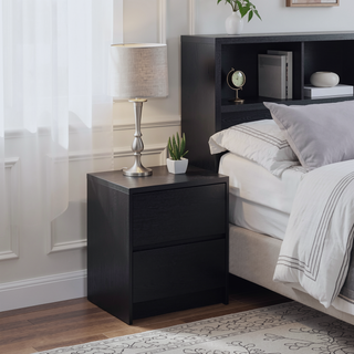 Sunvega Mango Wood Grain Nightstand with Motion Sensor LED Lights and USB Outlets