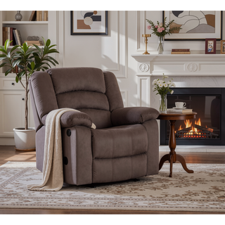 Sunvega Microfiber Fabric Recliner Chair with Lumbar Support and Stainless Steel Base