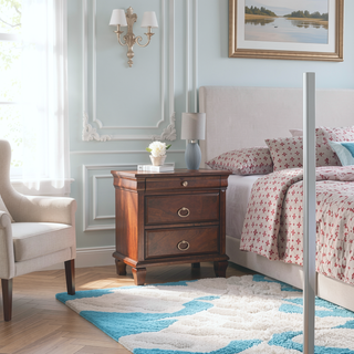 Sunvega Classic Traditional Nightstand in Rich Cappuccino Wood Veneer with Felt Lined Drawers