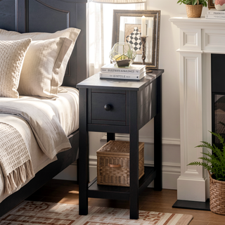 Sunvega Narrow Space Saving Accent Table with Storage Drawer and Shelf