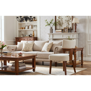 Sunvega Set of 2 Linen Fabric Modern Armless Dining Chairs With Curved Backrest