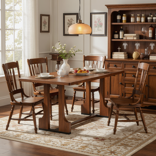 Sunvega 63 Inch Rectangular Dining Table with Farmhouse Pedestal Base