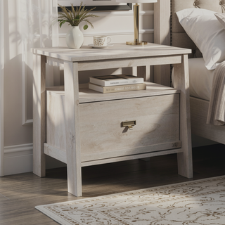 Sunvega Elegant Brown Nightstand with Smooth-Glide Drawer and Open Shelf